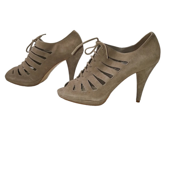 Zara Sz EU41/US10 Lace-up Cut-Out Caged Platform Sandals Heels - Picture 1 of 15